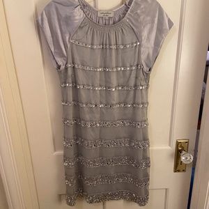 NWOT Rhinestone Silver Shift Dress
